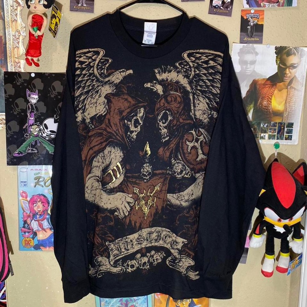 Cyber y2k grunge goth skater emo type graphic long sleeve shirt size xlrg